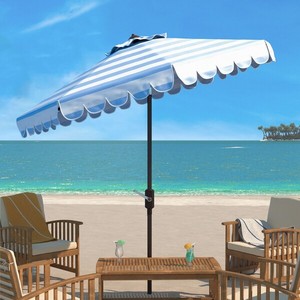Maui Single Scallop Striped 9ft Crank Push Button Tilt Umbrella