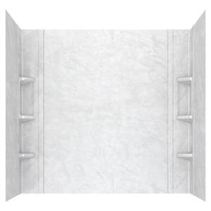 Ovation 32 in. x 60 in. x 59 in. 5-Piece Glue-Up Alcove Bath Wall Set in White Marble Msrp $329.00