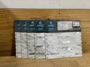 Collage 11.75 in. x 6 in. Metal and Composite Peel and Stick Backsplash in Marble Shine (2-Pack)
