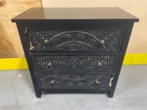 BAXTON STUDIO Yelena Black 3-Drawer Storage Cabinet (DAMAGED)