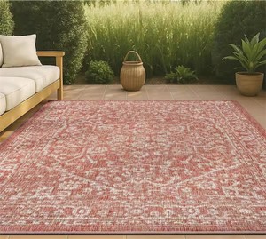 Malta Bohemian Medallion RedTaupe 5 ft. 3 in. x 7 ft. 7 in. Textured Weave IndoorOutdoor Area Rug