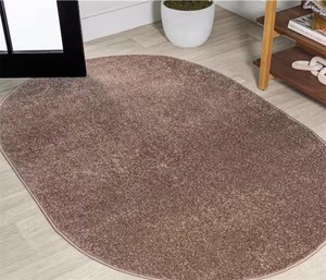 Haze Solid Low-Pile Brown 5 ft. x 8 ft. Oval Area Rug