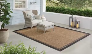 Hampton Bay Terrace Black 8 ft. x 10 ft. Border IndoorOutdoor Area Rug