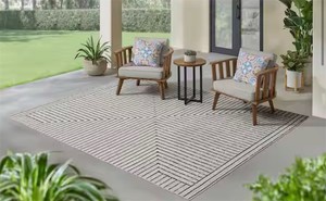 Avondale Grey 8 ft. x 10 ft. Striped IndoorOutdoor Area Rug