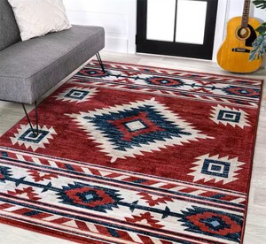 Serape RedNavyCream 8 ft. x 10 ft. Medallion Southwestern Area Rug