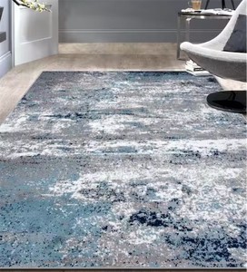 Distressed Modern Abstract Watercolor Blue 5 ft. x 7 ft. Area Rug