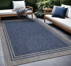 6 X 9 Azure Silver Aloha Washable Bordered Indoor Outdoor Area Rug