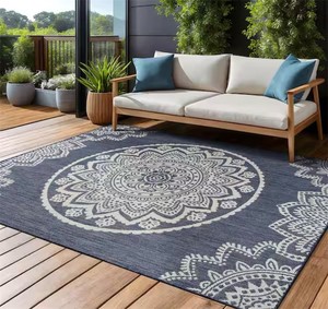 Blue 5 ft. x 7 ft. Waikiki Insignia Modern Indoor Outdoor Area Rug