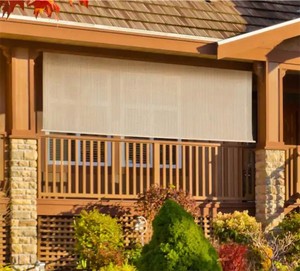 Sandbar Cream Cordless Outdoor Patio Roller Shade 84 in. W x 72 in. L