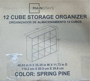 MainStays 12 Cube Storage Orgainzer Spring Pine