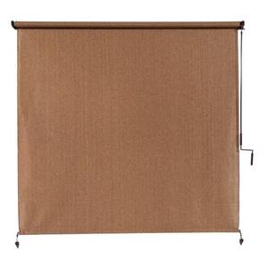Coolaroo Walnut Cordless UV Blocking Fade Resistant Fabric Exterior Roller Shade 96 in. W x 96 in. L