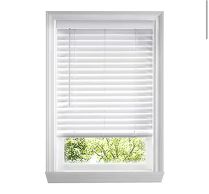  Home Decorators Collection White Cordless Faux Wood Blinds for Windows with 2 in. Slats - 46.5 in. W x 48 in. L (Actual Size 46 in. W x 48 in. L Msrp $49.99