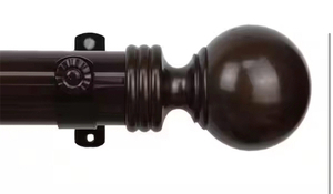 Sphere 66 in. - 115 in. Long 1.5 in. Dia Single Curtain Rod in Cocoa