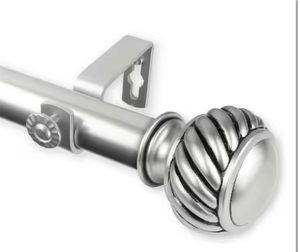  Rod Desyne Baldir 1 in. Dia 66 in. - 120 in. Single Curtain Rod in Satin Nickel Msrp $42.55