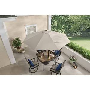 Hampton Bay 9 ft. Aluminum Market Crank and Auto-Tilt Patio Umbrella in Putty Beige
