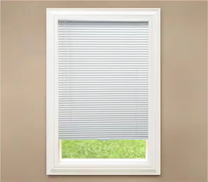  White Cordless Room Darkening Vinyl Mini Blinds with 1 in. Slats-58 in. W x 48 in. L (Actual Size 57.5 in. W x 48 in. L)