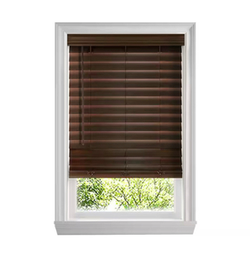  Home Decorators Collection Espresso Cordless Premium Faux Wood Blinds with 2.5 in. Slats - 53.5 in. W x 64 in. L (Actual Size 53 in. W x 64 in. L) Msrp $107.98