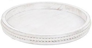Rustic Round Wood Serving Tray White 18 - Brand New