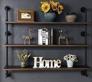 Industrial Pipe Wall Shelving 48  3 Tier Dark Brown $139.99 Retail - Brand New