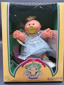 Cabbage Patch Kids - Coleco - Preemie - 1985 - Lemon Hair - Brown Eyes - Dimples & Pacifier - Boy - MIB
