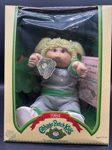 Cabbage Patch Kid - Coleco - 1984 - Pigtails - Lemon Blonde Hair - Blue Eyes - Girl - Dimples - MIB