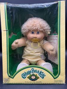 Cabbage Patch Kid - Jesmar - Fuzzy - Tan Hair - Blue Eyes - Boy - Dimples & Pacifier - MIB