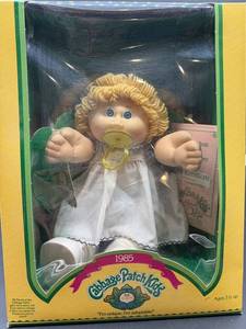 Cabbage Patch Kid - Coleco - 1985 - Double Braided Ponytails - Gold Hair - Blue Eyes - Girl - Dimples & Pacifier - MIB