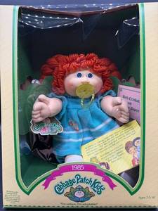 Cabbage Patch Kid - Coleco - 1985 - Double Braided Ponytail - Orange Hair - Blue Eyes - Girl - Dimples & Pacifier - MIB