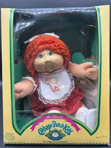 Cabbage Patch Kids - Coleco - Popcorn Ponytail - Orange Hair - Green Eyes - Girl - Dimples - MIB