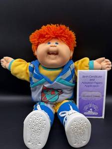 Cabbage Patch Kid - Designer Line - Coleco - Spike Hair - Orange Hair - Blue Eyes - Boy - No Dimple - Teeth - No Box