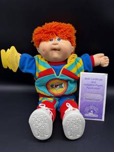 Cabbage Patch Kid - Designer Line - Coleco - Spike Hair - Orange Hair - Blue Eyes - Boy - One Dimple - Teeth - No Box