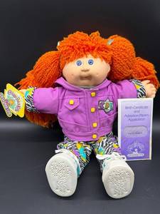 Cabbage Patch Kid - Designer Line - Coleco - Double Ponytail - Orange Hair - Violet Eyes - Girl - Dimples - No Box