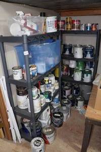 Shelves and Contents - Paint, Cleaners