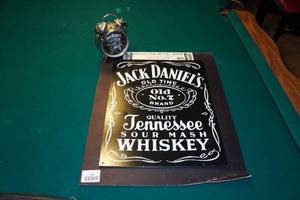 Jack Daniels Metal Sign and Alarm Clock