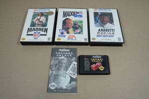 Sega Genesis Madden 9495, Mario Andretti Racing & Caesars Palace Game Cartridges