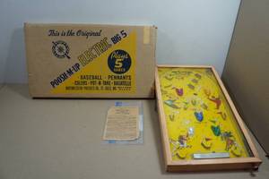 Vintage Northwestern Products Poosh-M-Up Big 5 Baseball-Themed Electric Pinball Game