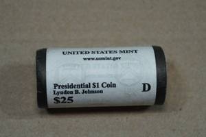 $25 Roll of Uncirculated US Presidential $1 Coin Lyndon B. Johnson - Denver