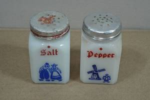 Antique Milk Glass Salt and Pepper Shakers
