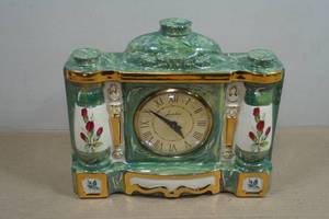Vintage Lanshire Marble Ceramic Mantel Clock