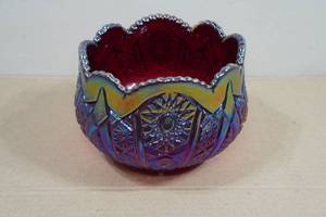 Vintage Indian Glass Heirloom Sunset Carnival Rose Bowl