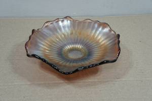 Antique Carnival Glass Fluted Bowl