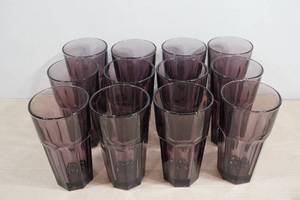 Set of 12 Libbey Purple Heavy Base Drinking Glasses