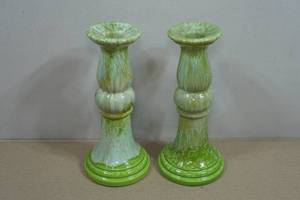 Vintage Royal Haeger Green Drip Glaze Candlesticks