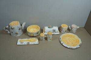 Vintage Department 56 Birch Bark Ceramic Dinner Set