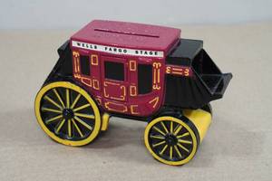 Vintage Metal Wells Fargo Stagecoach Coin Bank