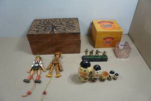 Vintage Storage Boxes and Figurines