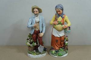 Vintage Homco Farmer and Wife Set