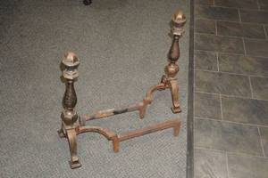 Vintage Brass and Iron Fireplace Andirons