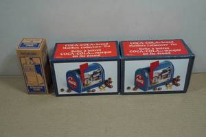 Vintage Ertl Die Cast Newspaper Stand and Coca-Cola Mailbox Collectors Tins