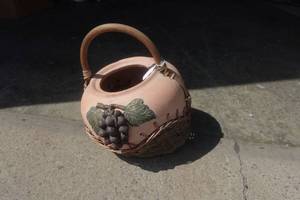 Vintage Terracotta Grape Woven Wicker Basket